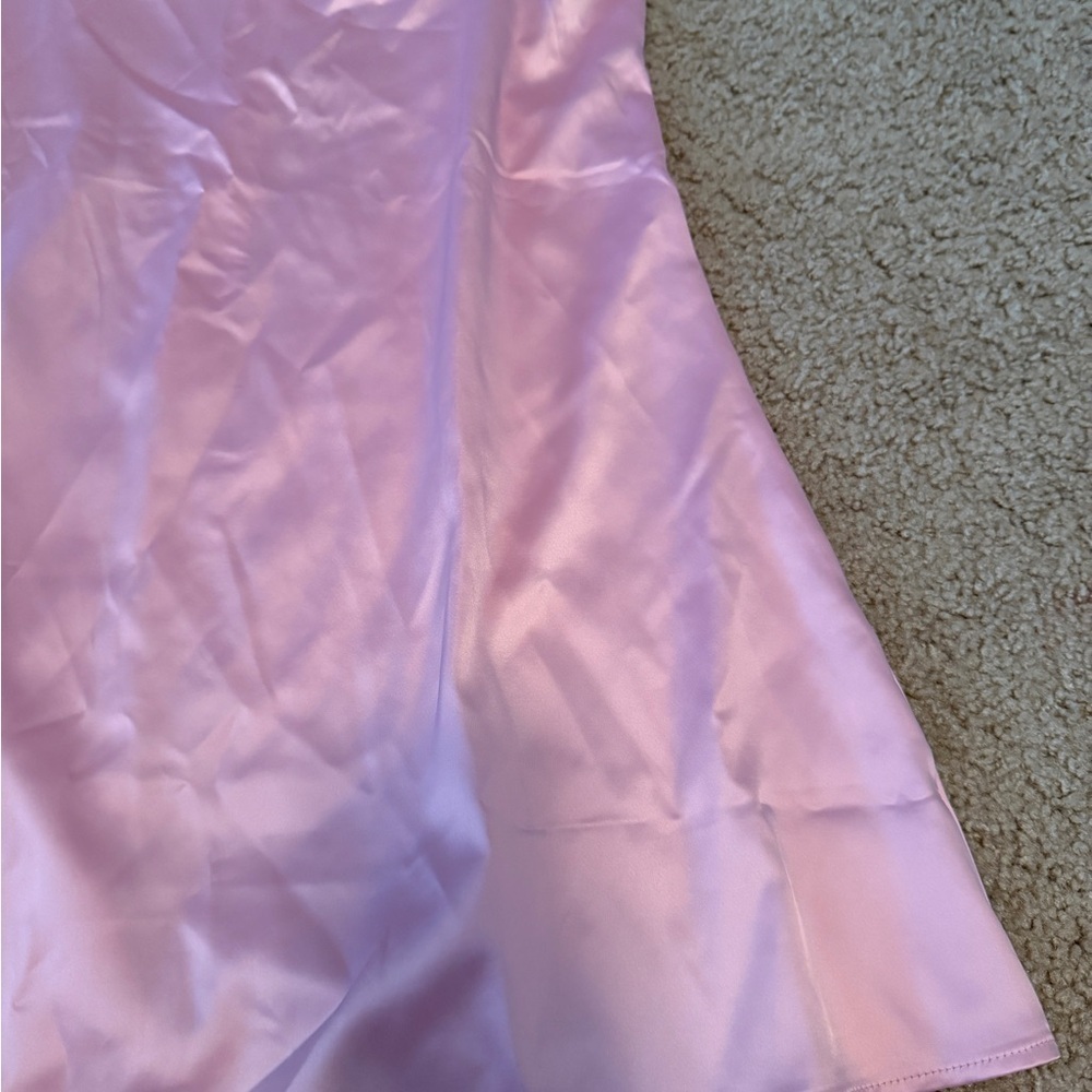 Pink Satin Mini Dress with Spaghetti Straps - Picture 4 of 6